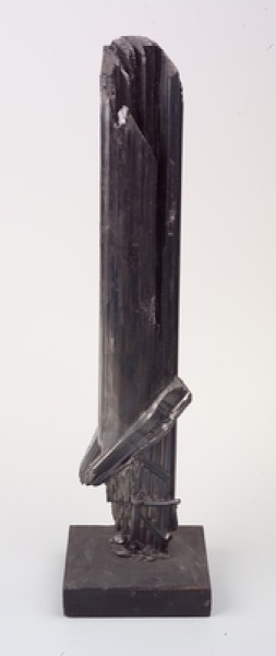 Antimonitkristall (31,5 cm lang) von der Ichinokawa Mine, Shikoku, Japan (II/102). Inv.-Nr. D 239. 
Die Antimonitkristalle von dieser Mine erreichen enorme Dimensionen - prismatische Kristalle bis zu mehreren Dezimeter Länge existieren.